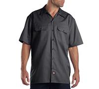 Dickies Herren Kurzärmeliges Arbeitshemd, Groß Button-Down-Shirt, Dunkelgrau, XL/Tall