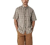 Dickies Herren Kurzärmeliges Gewebtes Hemd Button-Down-Arbeitshemd, Moss Backland Prairie Plaid, Klein