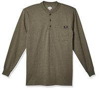 Dickies Herren Langärmeliges, Schweres Henley Shirt, Military Green Single Dye Heather, Mittel