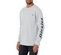 Dickies Herren Langarm Wordmark Graphic T-Shirt, Meliert, grau, L