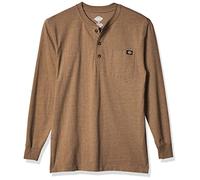 Dickies Herren Long Sleeve Heavyweight Henley-Hemd, Brown Duck Single Dye Heather, S