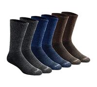 Dickies Men's Big & Tall Dri-tech Moisture Control Crew Socks Multipack, Grey/Blue/Brown (6 Pairs), Shoe Size: 15-17