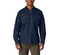 Dickies Men's Dickies Men's Flex Denim Long Sleeve Button Down Shirt, Dark Denim Wash, XL UK