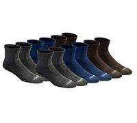 Dickies Men's Dri-tech Moisture Control Quarter Socks Multipack, Grey/Blue/Brown (12 Pairs), Shoe Size: 5-9