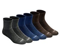 Dickies Men's Dri-tech Moisture Control Quarter Socks Multipack, Grey/Blue/Brown (6 Pairs), Shoe Size: 5-9