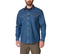 Dickies Men's Flex Long Sleeve Shirt, Medium Denim Wash, 2XL