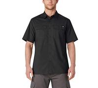 Dickies Men's Short Sleeve Ripstop Work Shirt, Rinsed Black, 3X-Large