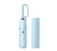 Dickly Manuell Faltbarer Regenschirm, Reiseschirm für 8 Rippen, stabil, mit Etui, praktisch, mit Ringschnalle, für Outdoor-Aktivitäten, Hellblau