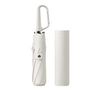Dickly Manuell Faltbarer Regenschirm, Reiseschirm für 8 Rippen, stabil, mit Etui, praktisch, mit Ringschnalle, für Outdoor-Aktivitäten, Weiß
