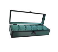 Dickly Uhrenaufbewahrungsbox, Uhrenbox mit 6 Fächern, durchsichtiger Deckel, Schmuckvitrine, Uhren-Organizer-Halter für Schaufenster, Herren und Damen, GrÜn