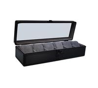 Dickly Uhrenaufbewahrungsbox, Uhrenbox mit 6 Fächern, durchsichtiger Deckel, Schmuckvitrine, Uhren-Organizer-Halter für Schaufenster, Herren und Damen, Schwarz