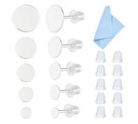 DICOSMETIC 10 Stück 925 Sterling Silber Ohrring Stecker Mit Flacher Pad Ohrring Studs 3/4/5/6/8mm Silber Ohrring Pads Rohlinge Ohrringe Pin Und 10 Stück Ohrmuttern Für Schmuckherstellung