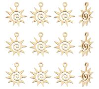 DICOSMETIC 12 Stück 18K Vergoldete Sonnenanhänger Kleiner Vergoldeter Sonnenanhänger 17x15mm Himmelskörper Sonnenanhänger Aus Edelstahl Anhänger Für DIY Schmuckherstellung Bohrung: 1.2mm