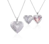 DICOSMETIC 2 Stück Herz Medaillon Halskette 17.72 Zoll Edelstahl Foto Halskette Bilder Anhänger Halsketten Liebe Bild Medaillon Halsketten Für Frauen Damen Geschenke Schmuck