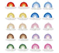 DICOSMETIC 20 Stück 10 Farben Kleine Makramee Regenbogen Anhänger Regenbogenquaste Charm Bunte Boho Regenbogen Anhänger Handgemachter Webornament Polycotton Charm Zum Herstellen von Schlüsselanhängern