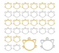 DICOSMETIC 20 Stück 2 Farben Hohle Katze Charme 10mm Klein Hohle Tier Anhänger Edelstahl Katzen Charms Niedlicher Gold Silber Tier Charme Für Die Schmuckherstellung, Bohrung: 1 mm