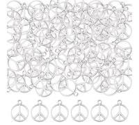 DICOSMETIC 200 Stücke Legierungs Friedenssymbol Anhänger Flache Runde Friedenszeichen Anhänger Antiksilber Ring Mit Friedenszeichen Anhängern Zum Schmuckherstellen Bohrung: 2mm