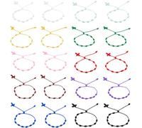 DICOSMETIC 20Pcs 10 Farben Rosenkranz Armband Mit Kreuz Verstellbar Geknotete Rosenkranz Armbänder Farbiges Geflochtenes Schnurarmband 3,4 6,35cm Geknotete Kordel Mit Kreuz Für Männer Frauen
