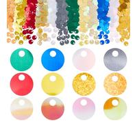 DICOSMETIC 2400 Stück 12 Farben flache runde Pailletten PVC 19 mm für Stickerei Handwerk und Dekorationen