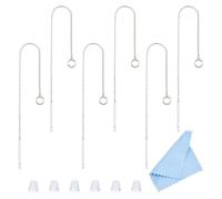 DICOSMETIC 3 Paare 925 Sterling Silber Fadenohrring Fundstücke Kettentassel Ohrringe Mit Schlaufe Platin Tropfen Lange Kette Ohrringe Mit 6 Stück Ohrmuttern Für Die Schmuckherstellung