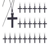 DICOSMETIC 30Pcs Holz Kreuz Halskette Mit Schnur Holz Kreuzanhänger Großmenge 40~80cm Verstellbar Kreuzkette Für Männer Frauen Religiöse Kreuze Für Kirchengruppen Bibelstudium Geschenke Schwarz