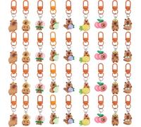 DICOSMETIC 36 Stück 9 Stile Capybara Schlüsselanhänger Bulk Niedliches Tier Schlüsselanhänger Kawaii Capybara Schlüsselanhänger Tasche Charm Metall Wirbel Karabinerhaken Mit Harz Anhängern