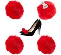 DICOSMETIC 4 Stück Pom Pom Schuh Clip Rot Abnehmbarer Schuh Clip 1.57 Zoll Flauschige Schuhschnalle Künstliche Wollkugel Schuhdekoration Für Damenstiefel Hut Flats Kleidung Handtasche