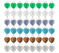 DICOSMETIC 48 Stück 6 Stile Natürliche Herz Stein Charms Herzförmige Kristallstein-Anhänger Valentinstag Charms Reiki Chakra Edelsteinperlen mit Messing Schlaufen für Schmuckherstellen