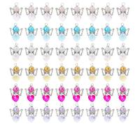 DICOSMETIC 48 Stück Engelsanhänger 6 Stile Engel Glasperlen Anhänger Feenflügel Perlen Anhänger Bunte Herzperlen Anhänger Niedlicher Hohler Flügel Anhänger Für Schmuckherstellung