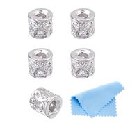 DICOSMETIC 5 Stück 925 Sterling Silber Spacer Perle 3x3mm Metall Säulenperle Rohrlose Perlen Echte Platinbeschichtete Zirkonia Perlen Mit Poliertuch Für Halskette Armband Schmuckherstellung