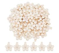 DICOSMETIC 50 Stück Emaille Blume Charme Kirschblüten Charme Niedliche Blumenanhänger Weiße Blumenanhänger Für Die Schmuckherstellung Armband Halskette Ohrringe Schlüsselanhänger DIY Zubehör