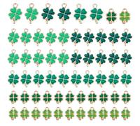 DICOSMETIC 60 Stück 5 Stile Emaille Vierblättriges Kleeblatt Charme Grün St Patrick's Day Vierblättriges Kleeblatt Anhänger für DIY Halskette Armband Ohrschmuck Schmuckherstellung