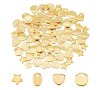 DICOSMETIC 80 Stück 4 Stile Klein Blank Charme Edelstahl Flache Runde Charme Gold Stern Anhänger Oval Herzanhänger Mini Schmuck Selber Machen Set Für Die Schmuckherstellung Bohrung: 1-1.6mm