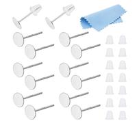 DICOSMETIC Klein Flache Ohrstecker 925 Sterlingsilber 3/4/5/6/8mm Ohrring Pads Rohlinge Ohrringstift Mit Poliertuch Und Ohrmuttern Für Die Schmuckherstellung Stift: 0.8mm