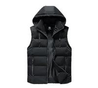 Didadihu Ärmellose Fleeceweste Herren : Kapuze Arbeitsweste Plüsch Steppweste Winterweste Herbst Winter Wärme Ärmellos Jacke Vest Pufferweste Stehkragen Warm,Schwarz,Xl