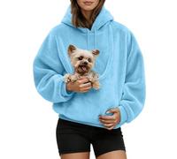 Didadihu Hoodie mit Katzentasche Damen Oversized, Pullover mit Hundetasche Großer Haustier Tragetasche und Kapuze, Weiches Langarm Sweatshirt für Kleine Hunde Katzen Freizeit Zuhause
