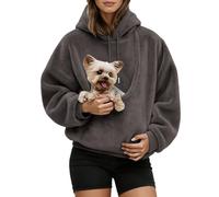 Didadihu Hoodie mit Katzentasche Damen Oversized, Pullover mit Hundetasche Großer Haustier Tragetasche und Kapuze, Weiches Langarm Sweatshirt für Kleine Hunde Katzen Freizeit Zuhause