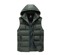 Didadihu Softshell Weste Herren, Kapuze Arbeitsweste Plüsch Steppweste Winterweste Herbst Winter Wärme Ärmellos Jacke Vest Pufferweste Stehkragen Warm,Grün,L