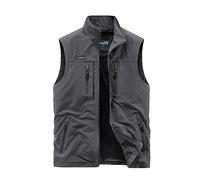 Didadihu Trachtenweste Herren - Ärmellos Arbeitsweste Essentials Fleeceweste Ärmellos Jacke Outdoor Leichte Steppweste Softshellweste Pufferweste Bodywarmer Warm,Grau,3Xl