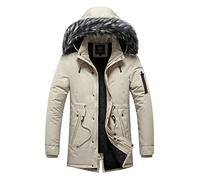 Didadihu Winterjacke Herren Parka, Mit Kapuze Männer Mantel Warme Lange Jacke Steppjacke Winddicht Lang Outdoor Wintermantel Winter Große Größen Fleece Gefütterte,Khaki,L