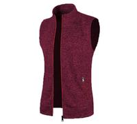 Didadihu Winterweste Herren : Ärmellos Weste Kurz Fleeceweste Arbeitsweste Stehkragen Softshell Winterweste Vest Sportweste Gefüttert Plüsch,Wein,Xl