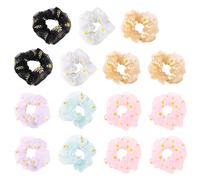Didiseaon 15 Stück Bunte Haargummis mit Zarten Blumen Elastisch und Mesh Modischer Haarschmuck für Mädchen und Frauen bei Themenpartys und Hochzeiten Zufällige Farbe