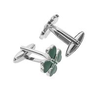 Didiseaon Elegante Manschettenknöpfe für Herren mit Grünem Vierblättrigem Kleeblatt und Herzmotiv aus Legierung 2 Stück Vielseitig für Geschäftstreffen und St Patrick's Day