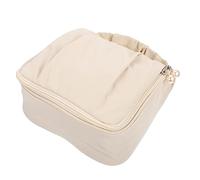 Didiseaon Kosmetiktasche mit Reißverschluss Waschbeutel mit Henkel Kulturbeutel mit Griff für Reisen Damen mit Beige Synthetic Polyester