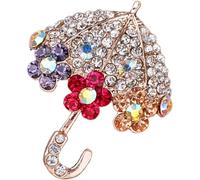 Didiseaon Kreative Regenschirm Hutbrosche aus Legierung mit Strass Feste Befestigung Modische Brosche für Kleidung für Festivals und Geburtstage