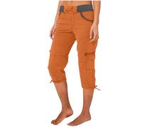 Die Discounter Caprihose Damen Sommer 7/8 Hose Baumwolle Arbeitshose Hohe Taille Sommerhose Einfarbig Sporthose Regular Fit Caprihose Freizeithose Jogginghose mit Taschen Arbeitshose Kurze