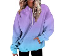 die Discounter Hoodie Damen Oversize Kapuzenpullover Farbverlauf Pullover Sweatshirt mit Kapuze Langarm Winter Mode Oberteile Casual Sportshirt Kordelzug Langarmshirt Streetwear Shirt