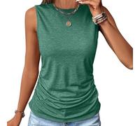 die Discounter Tank Top Damen Ärmellos Ruched Oberteile Große Größen Blusentop Sommer Rundhals Tanktop T Shirt Basic Stretch Tops Baumwolle Vest Top Einfarbig Bluse Locker Tanktops Frauen
