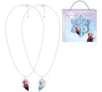 Die Eiskönigin Halskette mit geteiltem Herzanhänger | 2-teiliges Schmuckset für Mädchen mit Anna und Elsa in Disney-Geschenkbox