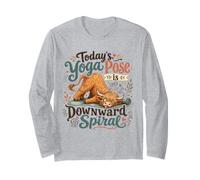 Die heutige Yoga-Pose ist abwärtsspiraliger Highland Cow Humor Langarmshirt